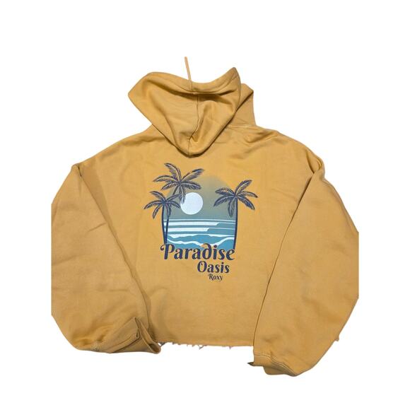 Roxy cut-off hoodie in yellow, womens size Small - Picture 2 of 7